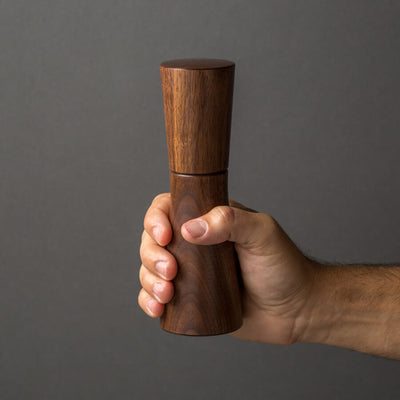 Magnus Salt or Pepper Mill Medium Dark Walnut, Hand-finished, Magnus Lundstrom Design, Peppercorns