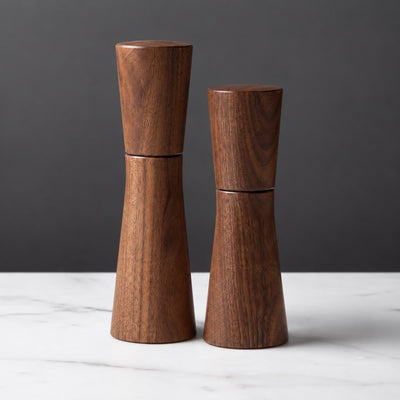Magnus Pepper Mills, Large and Medium, Hand-finshed, Crush-Grind Mechanism, Dark Walnut Wood