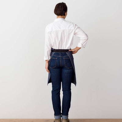 Bistro Apron, Server, Blue Denim with Black Straps, Half Apron, Rear View, Server, Reluctant Trading