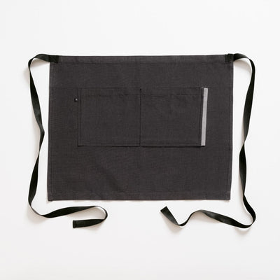 Bistro Apron, Charcoal Black with Black Straps, Half Apron, Server, Reluctant Trading