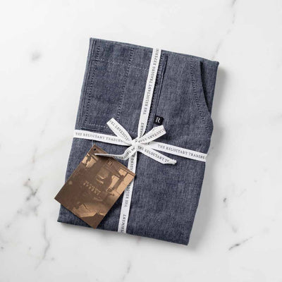 Cross-Back Chef Apron, Blue Denim with Black Straps, Men and Women-[Reluctant Trading Experiment]-